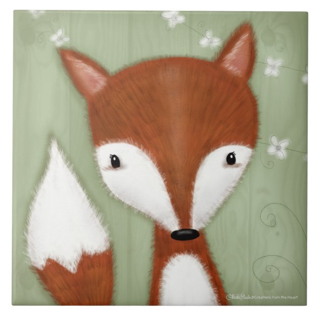 Fox Portrait Ceramic Tile (Front)