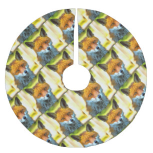 Fox Portrait Realistic Wildlife Art Brushed Polyester Tree Skirt