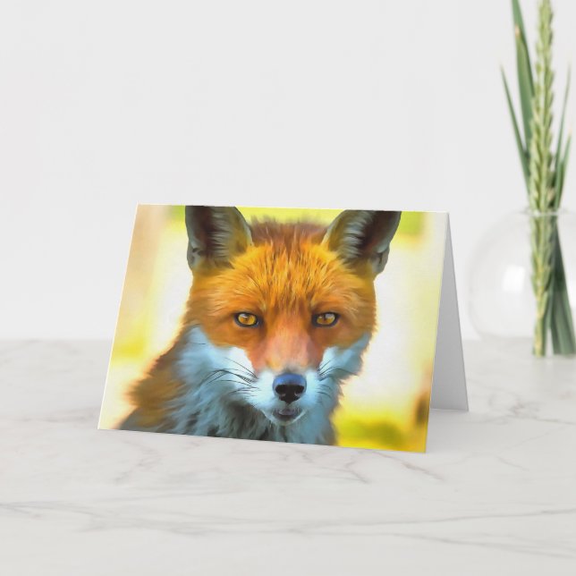 Fox Portrait Realistic Wildlife Art Card (Front)
