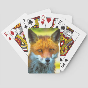 Fox Portrait Realistic Wildlife Art Playing Cards