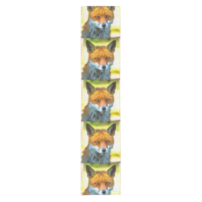Fox Portrait Realistic Wildlife Art Short Table Runner (Front)