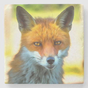 Fox Portrait Realistic Wildlife Art Stone Coaster