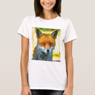 Fox Portrait Realistic Wildlife Art T-Shirt