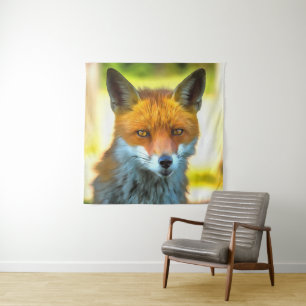 Fox Portrait Realistic Wildlife Art Tapestry