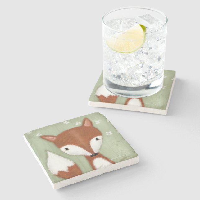 Fox Portrait Stone Coaster (Side)