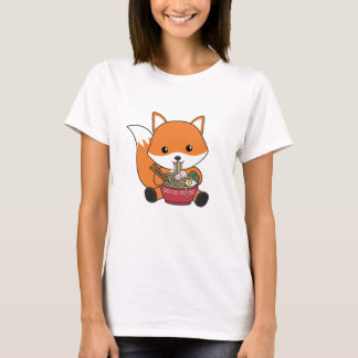 Fox Powered By Ramen Cute Kawaii Foxes T-Shirt
