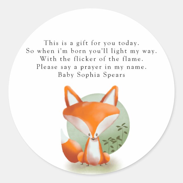 Fox - Prayer Candle Label (Front)