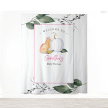 Fox Pumpkin Baby Shower Backdrops Greenery
