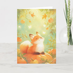 Fox Pumpkin Perch Card