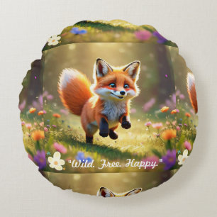 "Fox Pup's Delight" Round Cushion