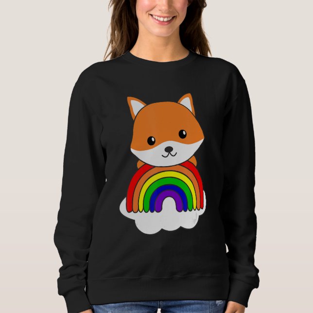 Fox Rainbow Cute Animals Colourful Cute Foxes Sweatshirt (Front)