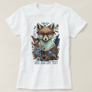 Fox Reading Book, wildflower, Fox Lover T-Shirt