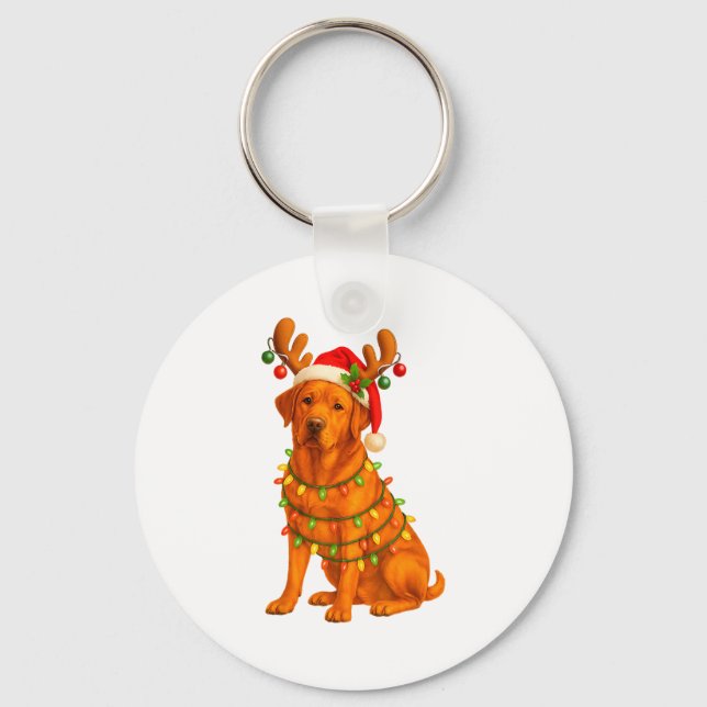 Fox Red Lab Christmas Tree Light Pajama Labrador D Key Ring (Front)