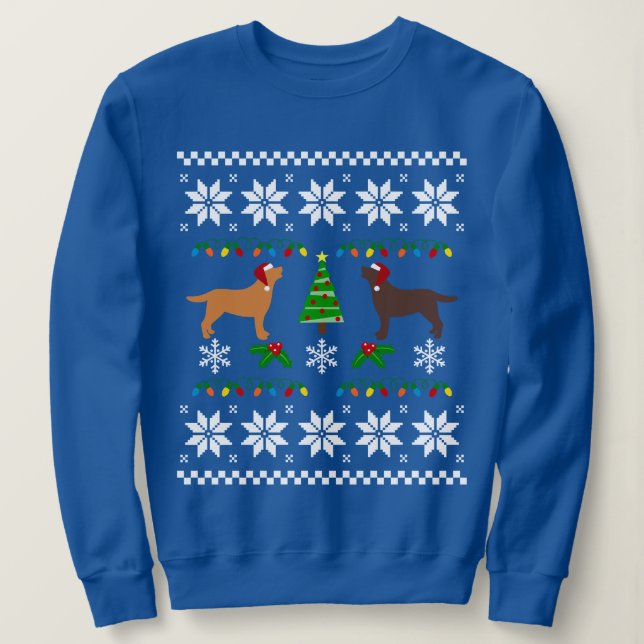 Fox Red Labrador and Chocolate Labrador Christmas Sweatshirt (Design Front)