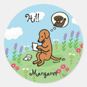 Fox Red Labrador and Letter from a Friend Classic Round Sticker