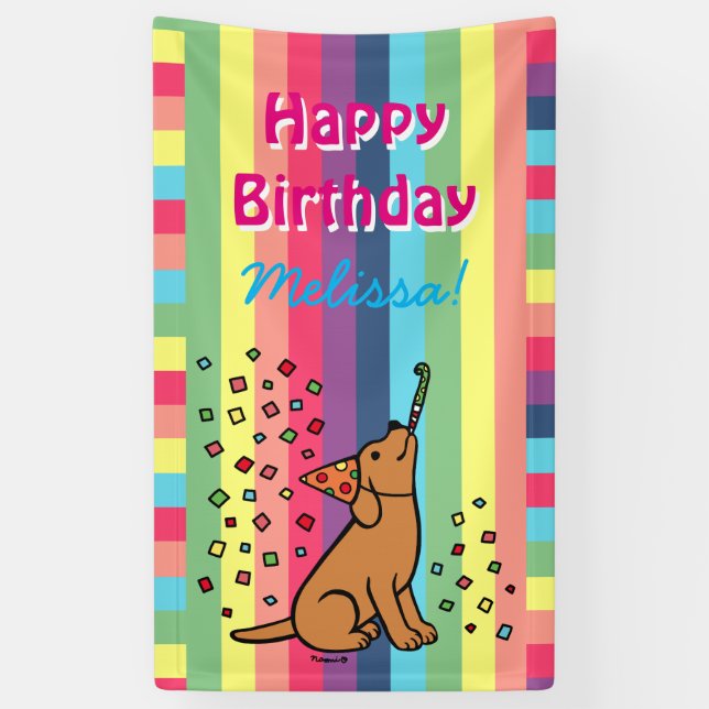 Fox Red Labrador Birthday Party Confetti Banner (Vertical)