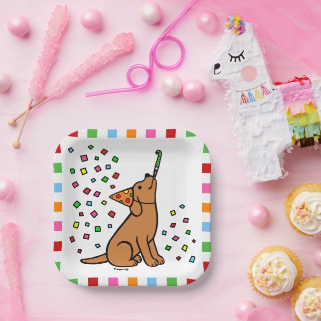 Fox Red Labrador Birthday Party Confetti Paper Plate (Party)
