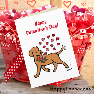 Fox Red Labrador Carrying Hearts Valentine Holiday Card