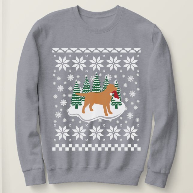 Fox Red Labrador Christmas Evergreen Snowflakes Sweatshirt (Design Front)