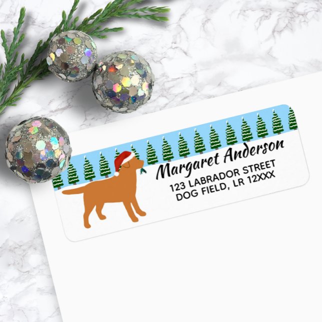 Fox Red Labrador Christmas Santa Return Address Label (Fox Red Labrador Christmas Santa Design Return Address Label for Labrador Owners.)