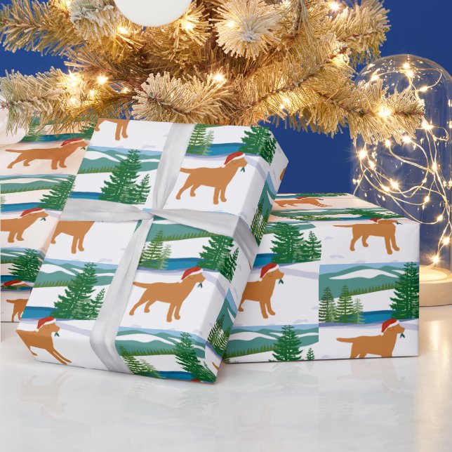 Fox Red Labrador Christmas Winter View Wrapping Paper (Holidays)