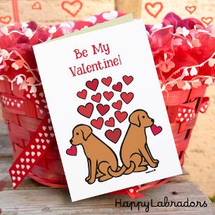 Fox Red Labrador Duo Hearts Valentine Holiday Card