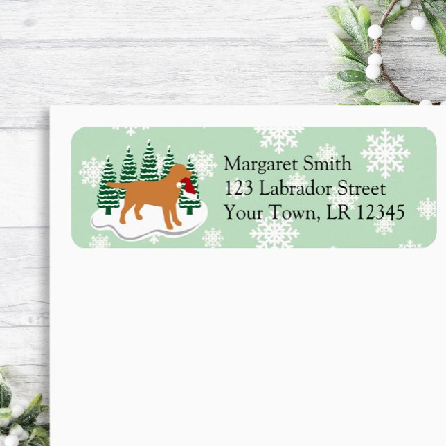 Fox Red Labrador Evergreen Return Address Label (Fox Red Labrador Evergreen Silhouette Design Return Address Label for Labrador Owners.)