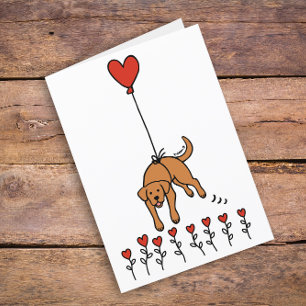 Fox Red Labrador Heart Balloon Thank You Holiday Card