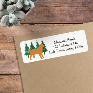 Fox Red Labrador Outline Evergreen Return Address Label