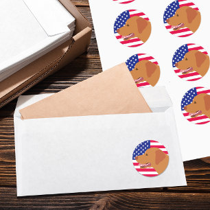 Fox Red Labrador Profile US Flag  Classic Round Sticker