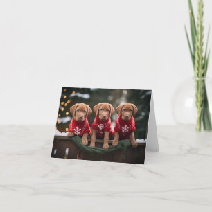 Fox Red Labrador Puppies Christmas Card