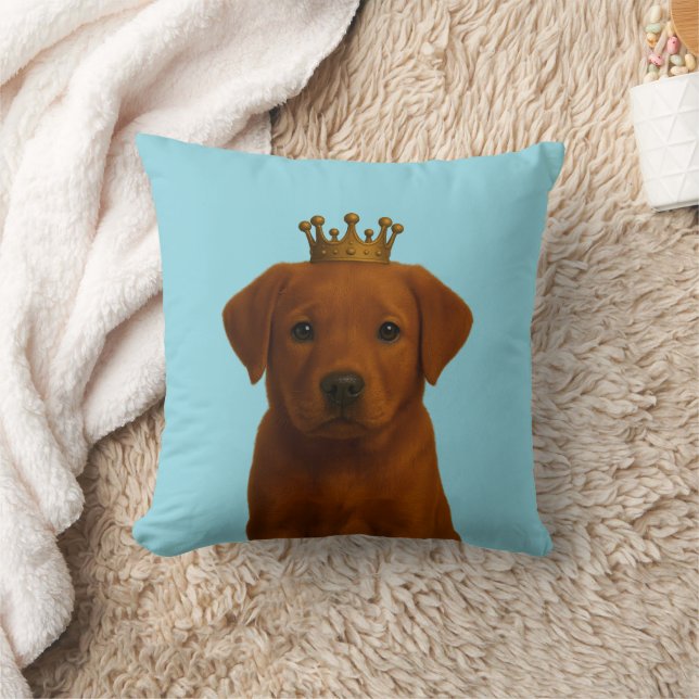 Fox Red Labrador Puppy in Gold Crown Cute Cushion (Blanket)