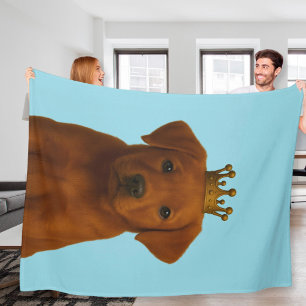 Fox Red Labrador Puppy in Gold Crown Cute Fleece Blanket