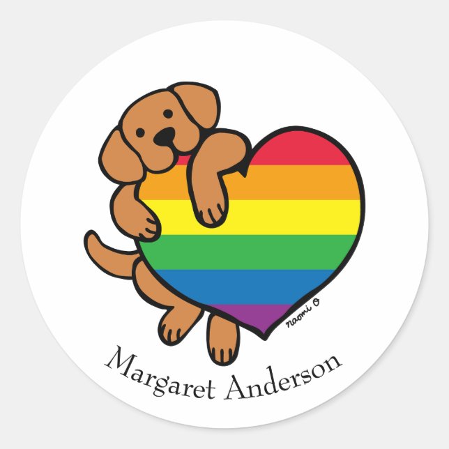 Fox Red Labrador Rainbow Pride Classic Round Sticker (Front)