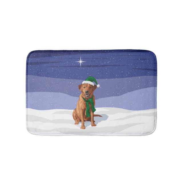 Fox Red Labrador Retriever Christmas Dog Bath Mat (Front)