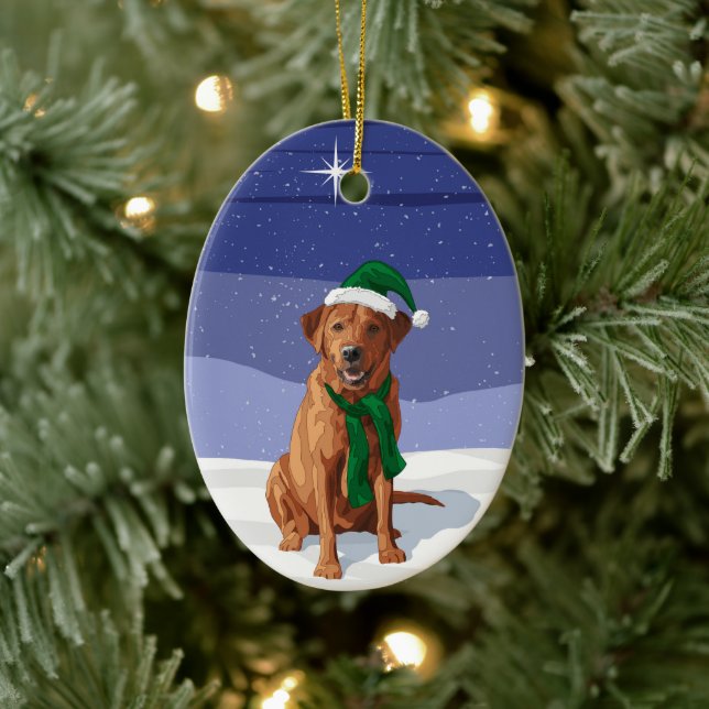 Fox Red Labrador Retriever Christmas Dog Ceramic Ornament (Tree)