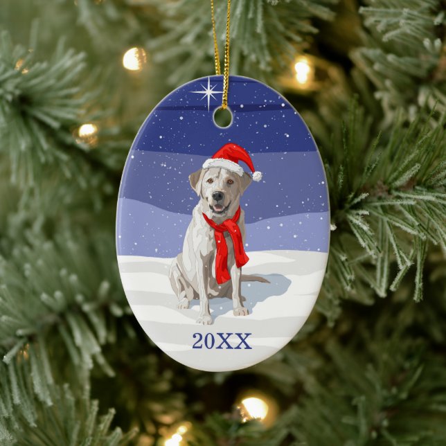 Fox Red Labrador Retriever Christmas Dog  Ceramic Ornament (Tree)