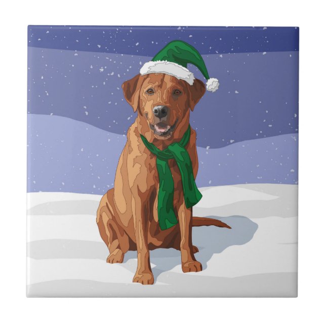 Fox Red Labrador Retriever Christmas Dog Ceramic Tile (Front)