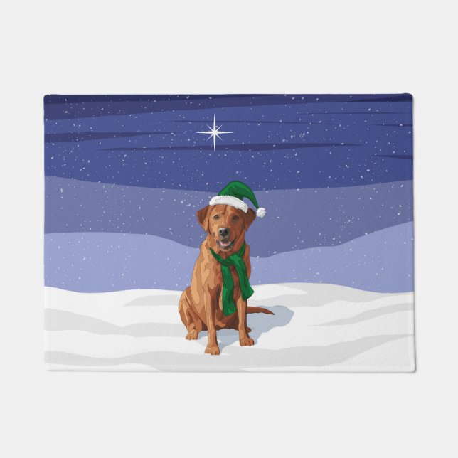 Fox Red Labrador Retriever Christmas Dog Doormat (Front)