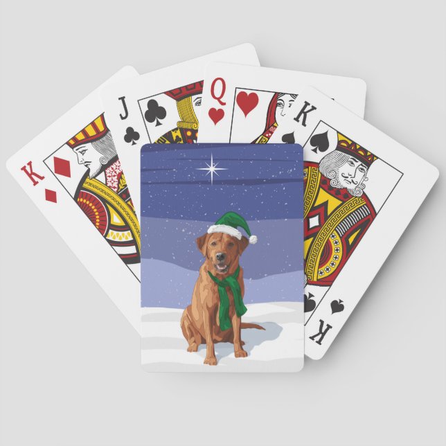 Fox Red Labrador Retriever Christmas Dog Playing Cards (Back)
