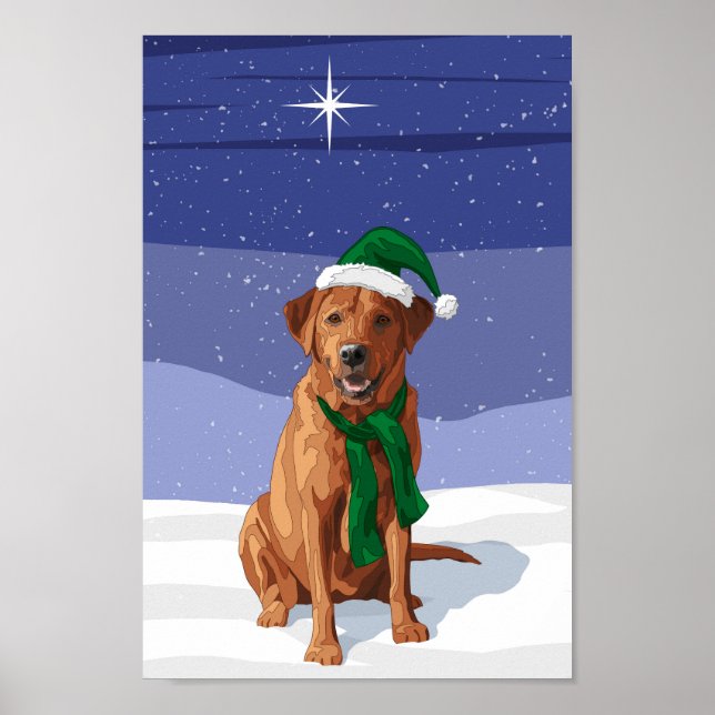 Fox Red Labrador Retriever Christmas Dog Poster (Front)