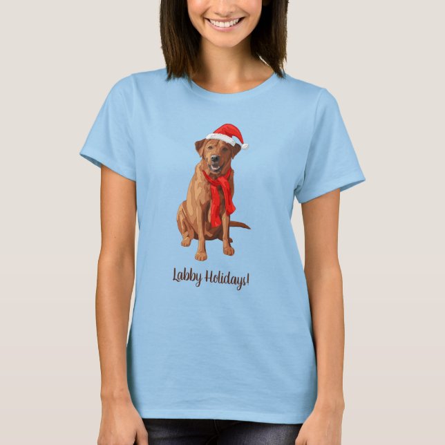 Fox Red Labrador Retriever Christmas Dog T-Shirt (Front)