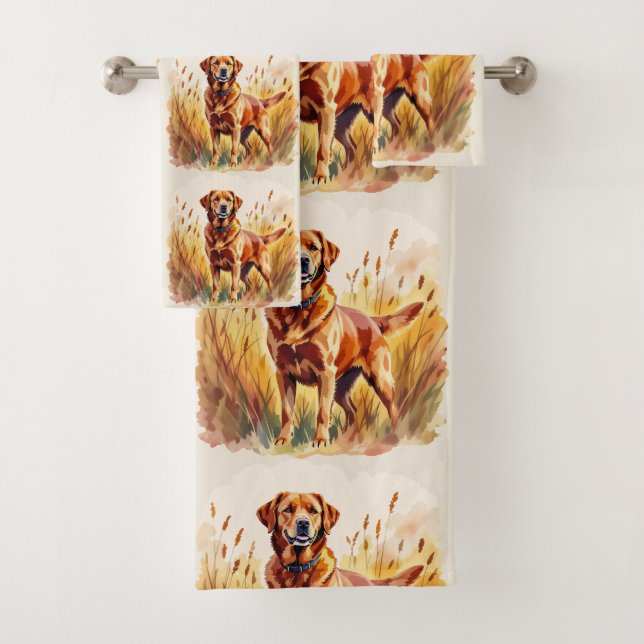 Fox Red Labrador Retriever Dog Bath Towel Set (Insitu)