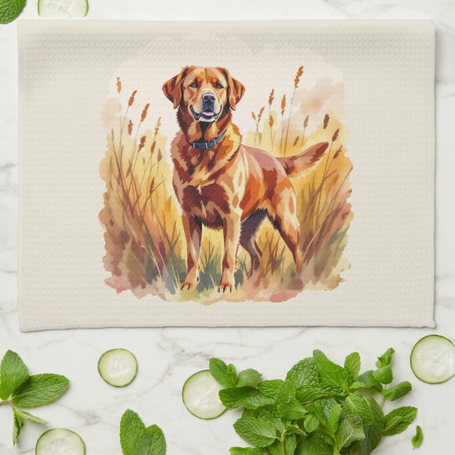 Fox Red Labrador Retriever Dog Tea Towel (Folded)
