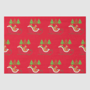 Fox Red Labrador Silhouette Christmas Sleigh Red Tissue Paper