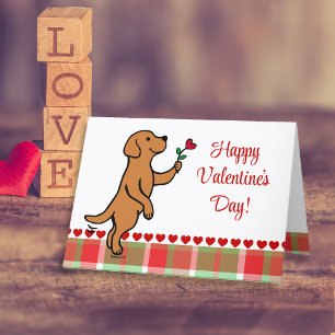 Fox Red Labrador Tiny Heart Flower Valentine Holiday Card