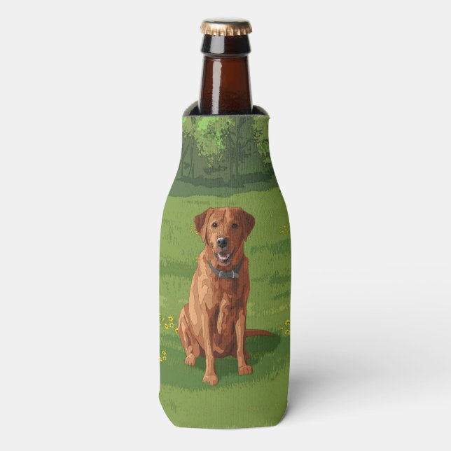 Fox Red Yellow Labrador Retriever Dog Bottle Cooler (Bottle Front)