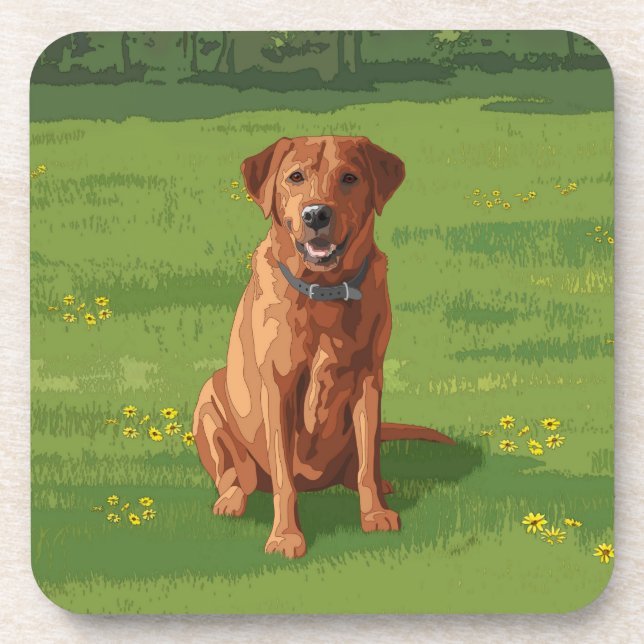 Fox Red Yellow Labrador Retriever Dog Coaster (Front)