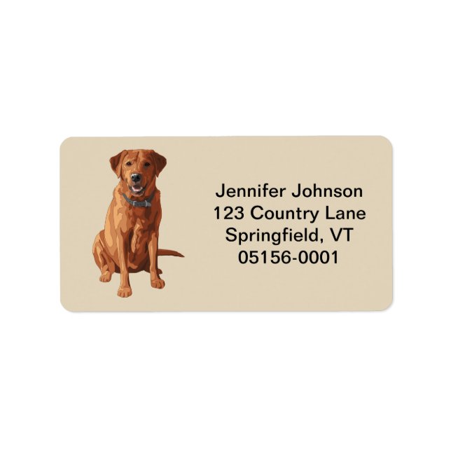 Fox Red Yellow Labrador Retriever Dog Label (Front)