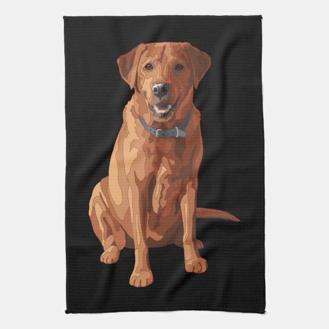 Fox Red Yellow Labrador Retriever Dog Tea Towel (Vertical)